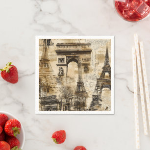 Vintage Paris Pattern – Eiffel Tower Home Decor Napkin