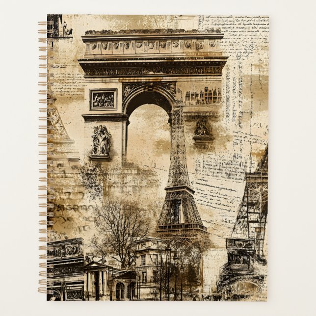 Vintage Paris Pattern – Eiffel Tower Landmarks Planner (Front)