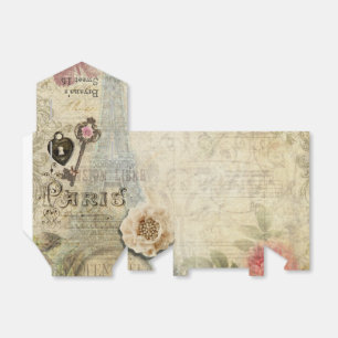 Vintage Paris Pink Roses Lock & Key Shabby Chic Favor Box