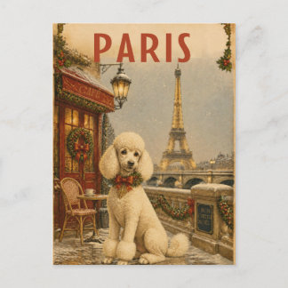 Vintage Paris Poodle Christmas Postcard