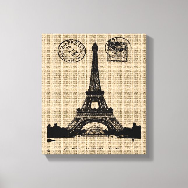 Vintage Paris Postcard on Canvas Print (Front)