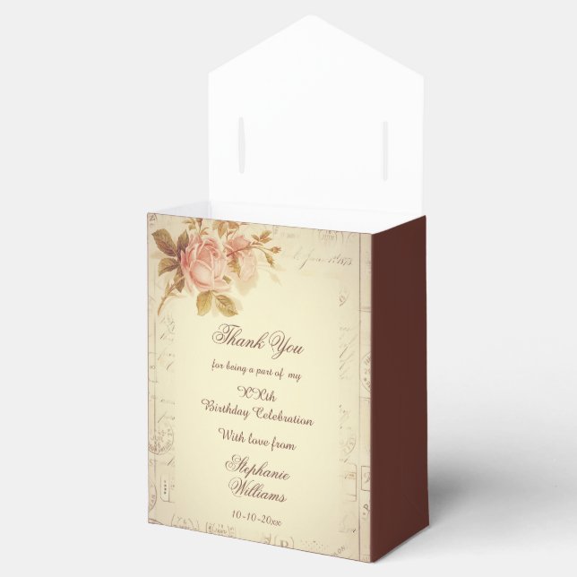 Vintage Paris Postmarks Chic Roses  Favor Box (Opened)
