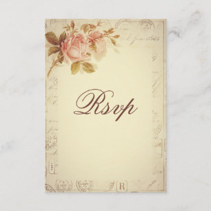 Vintage Paris Postmarks Chic Roses RSVP Card
