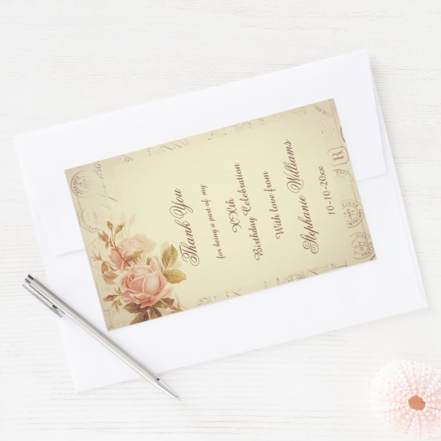 Vintage Paris Postmarks Chic Roses   Sticker (Envelope)