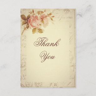Vintage Paris Postmarks Chic Roses Thank You Card