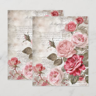 Vintage Paris Rose Paper Sheet