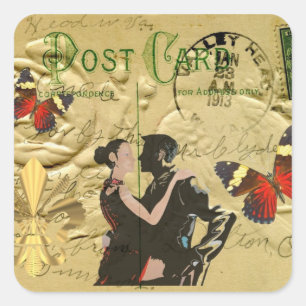 Vintage Paris Tango post card Square Sticker