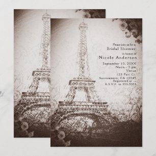 Vintage Paris Tour Eiffel & Invitation chic Rose