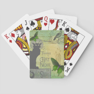Vintage Paris Tour of Chat Noir Collage  Playing Cards