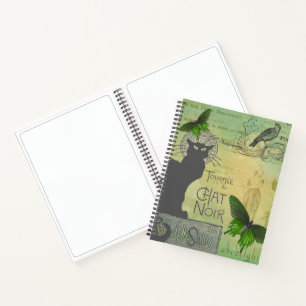 Vintage Paris Tour of Chat Noir Collage Sketch Notebook