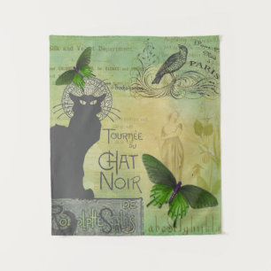Vintage Paris Tour of Chat Noir Collage   Tapestry