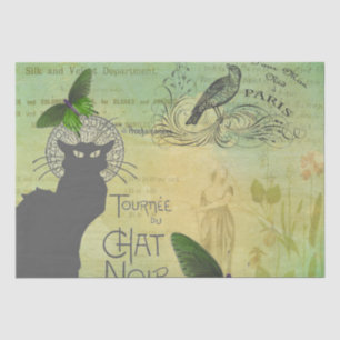 Vintage Paris Tour of Chat Noir Collage Tissue Paper