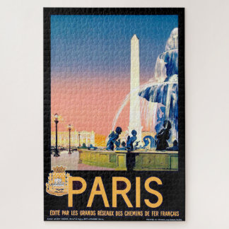 Vintage Paris Travel Advertisement Illustration Jigsaw Puzzle