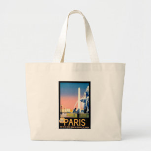 Vintage Paris Travel Advertisement Large Tote Bag