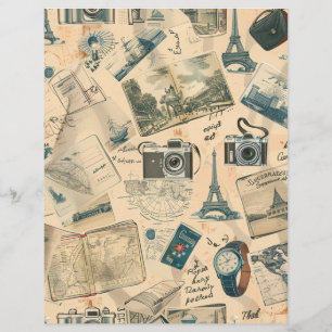Vintage Paris Travel Destination Scrapbook Paper