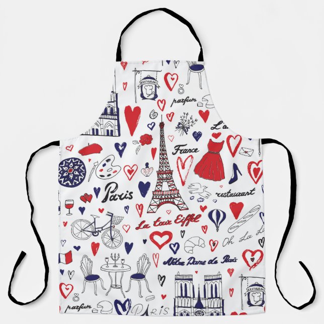 Vintage Paris: Travel Line Pattern Apron (Front)