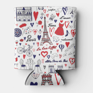 Vintage Paris: Travel Line Pattern Can Cooler