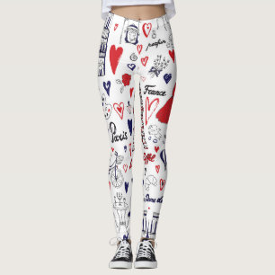 Vintage Paris: Travel Line Pattern Leggings