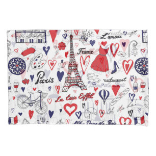 Vintage Paris: Travel Line Pattern Pillowcase