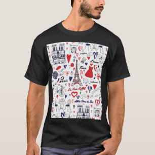 Vintage Paris: Travel Line Pattern T-Shirt