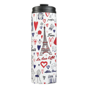Vintage Paris: Travel Line Pattern Thermal Tumbler