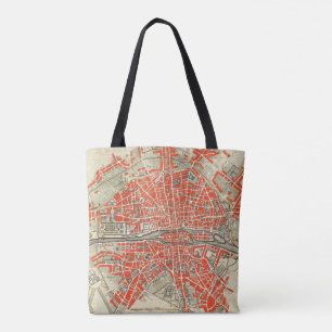 Vintage Paris travel map. Old city. Retro France Tote Bag