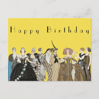 Vintage Parisian Art Deco, George Barbier Birthday Postcard