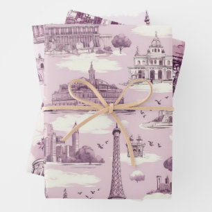 Vintage Parisian Charm Wrapping Paper Sheet