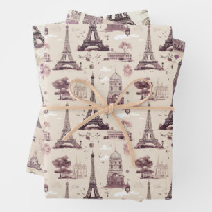 Vintage Parisian Charm Wrapping Paper Sheet