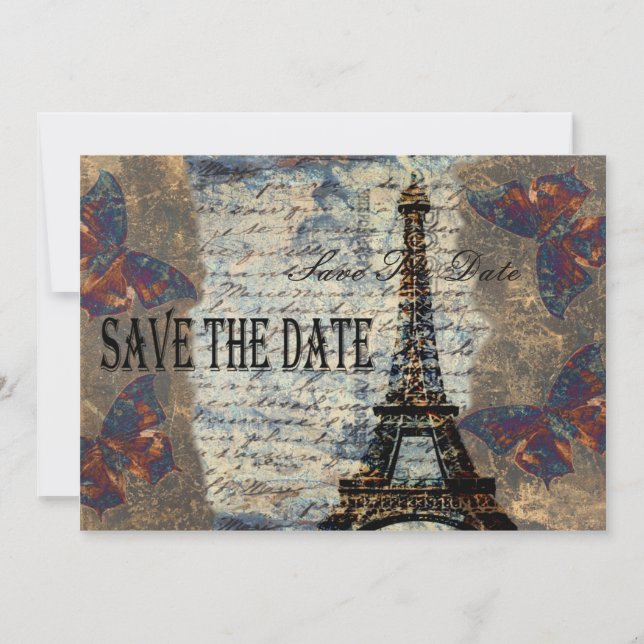 Vintage Parisian save the date (Front)