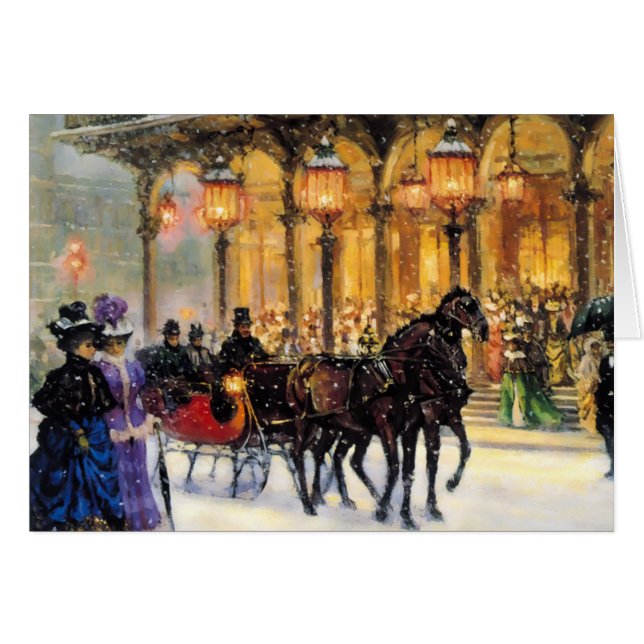 Vintage Parisian Scene Christmas Cards (Front Horizontal)