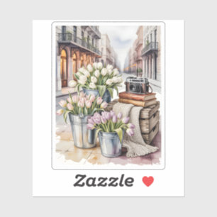 Vintage Parisian Street Tulips Vintage Camera Book