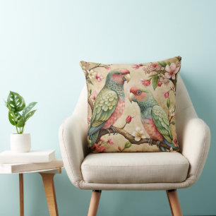Vintage Parrot Art  Throw Pillow
