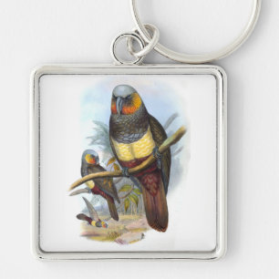 Vintage Parrot Bird PE_GC Premium Square Keychain