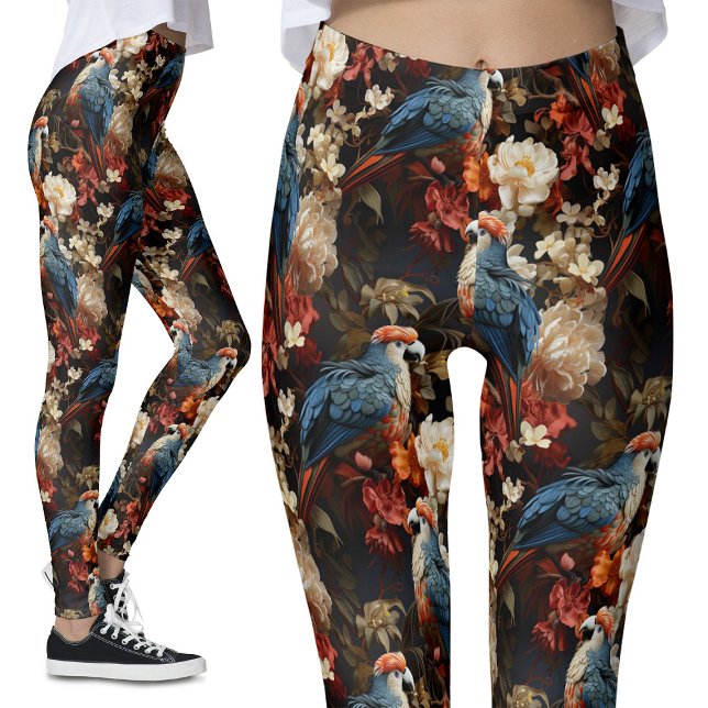 Vintage Parrot Floral Leggings (Creator Uploaded)
