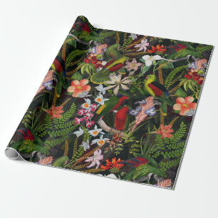 Vintage Parrot Jungle 1 Pattern Wrapping Paper