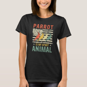 Vintage Parrot Spirit Animal Retro Us American Fla T-Shirt