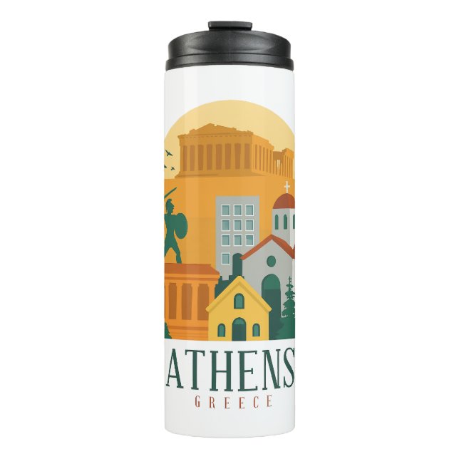 Vintage Parthenon Thermal Tumbler - Athens Greece  (Front)