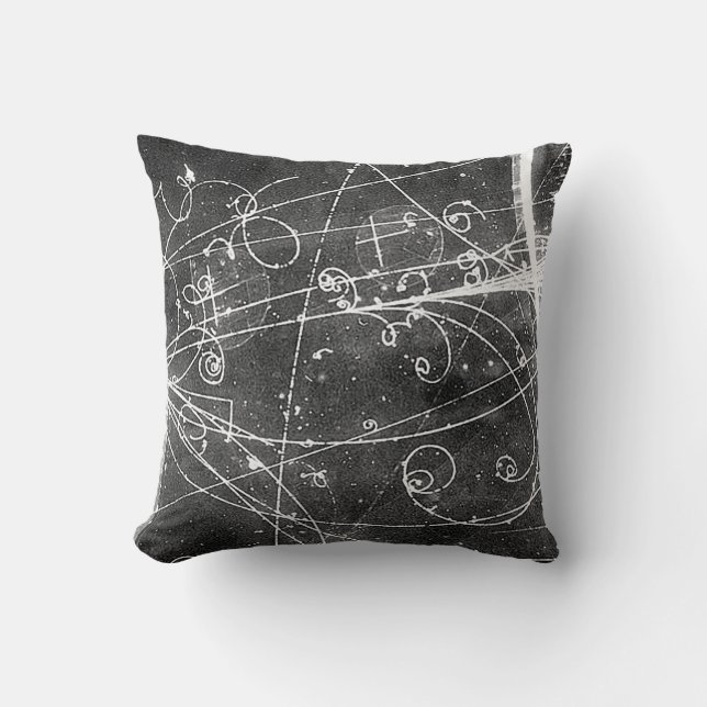 Vintage Partice Physics Tracks Throw Pillow (Front)