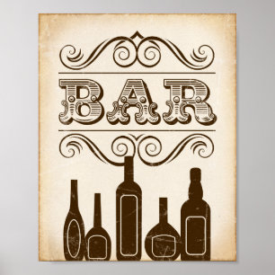 Vintage Party BAR Sign Print