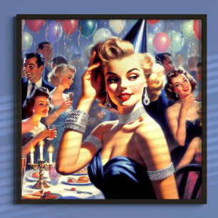 Vintage Party Girl Illustration Poster