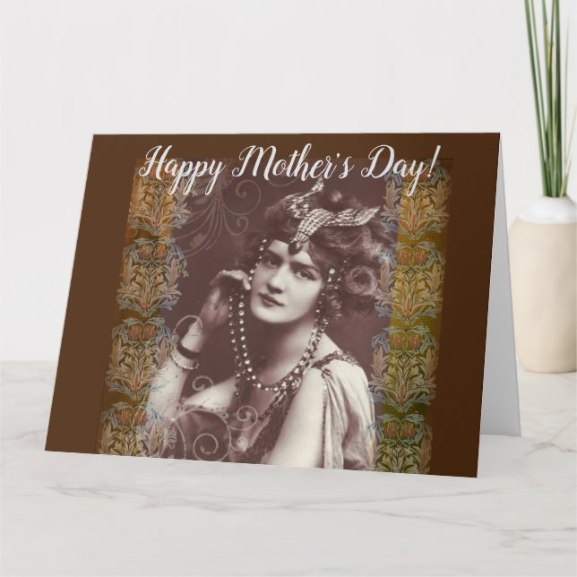 Vintage Party Girl on Victorian Tapestry Card (Front)