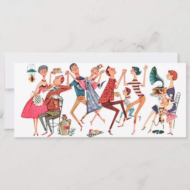 Vintage Party Illustration Invitation (Front)
