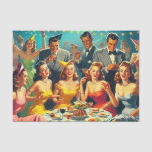 Vintage Party Illustration Tissue Paper