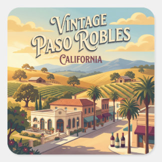 Vintage Paso Robles California Central Coast Square Sticker