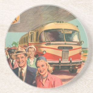 Vintage Passengers on Vacation at the Bus Depot Coaster