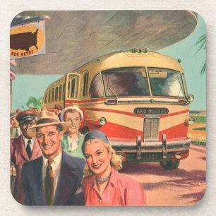 Vintage Passengers on Vacation at the Bus Depot Coaster