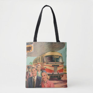 Vintage Passengers on Vacation at the Bus Depot Tote Bag