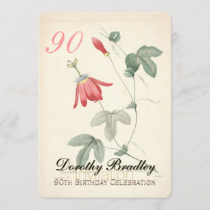 Vintage Passiflora 90th Birthday Party Invitation