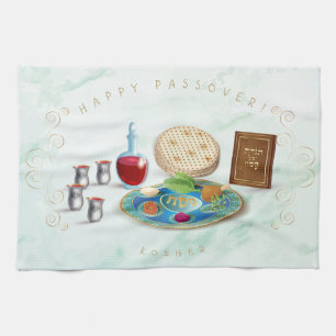 Vintage Passover Seder Kosher Pesach Decorative Kitchen Towel